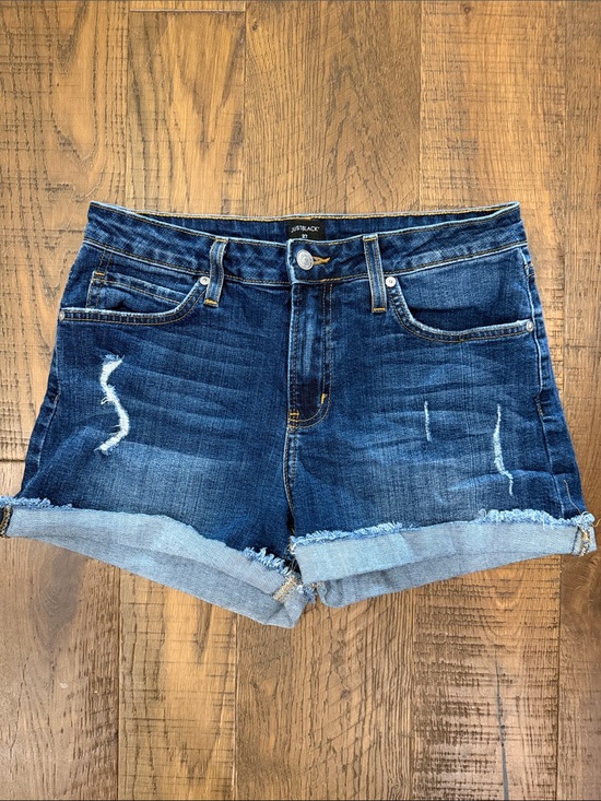 Just Black Pants - Just Black Indigo Distressed Roll-Cuff Denim Shorts
